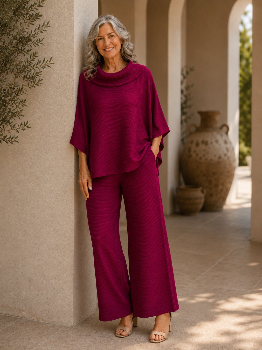 VALENTINA - 2pc Draped Cowl Neck Top and Pant